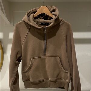 Women’s Taupe Zip-Up Hoodie Sweater